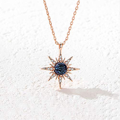 Collier S925 en zircone carré et pendentif fleur de soleil élégant