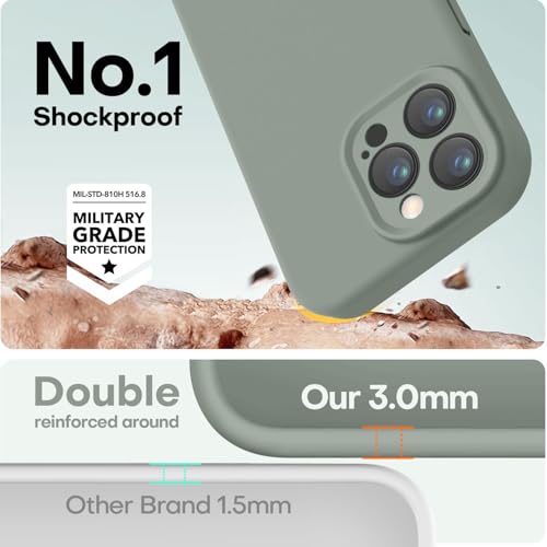 Image of LOVE 3000 Designed for iPhone 15 Pro Case, Premium Silicone with [Soft Anti-Scratch Microfiber Lining] Shockproof Protective Phone Case for Men Women Girls 6.1 inch, Calke Green