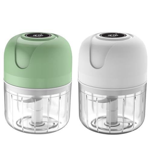 Gettimore Mini hachoir à ail électrique USB 250 ml avec lames en acier inoxydable et tasse sans BPA pour hacher l'ail, la viande, les noix, les légumes, les aliments pour bébé et les smoothies, facile