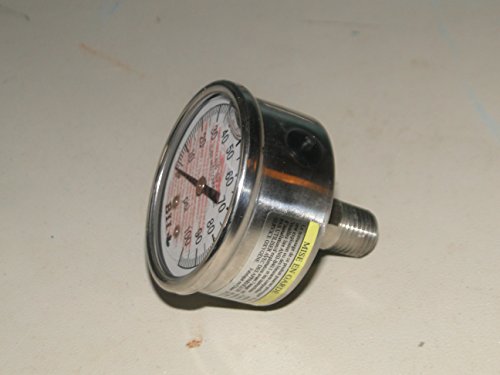 Pressure Gauge PGSCBM-100-G - CENTER BACK MOUNT - STAINLESS STEEL - LIQUID GLYCERIN Filled 1/4