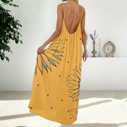 Image of HTHLVMD Backless Cami Dress Summer Dresses for Women 2026 Spaghetti Strap Dresses Womens Solid Color Backless Cami Dress