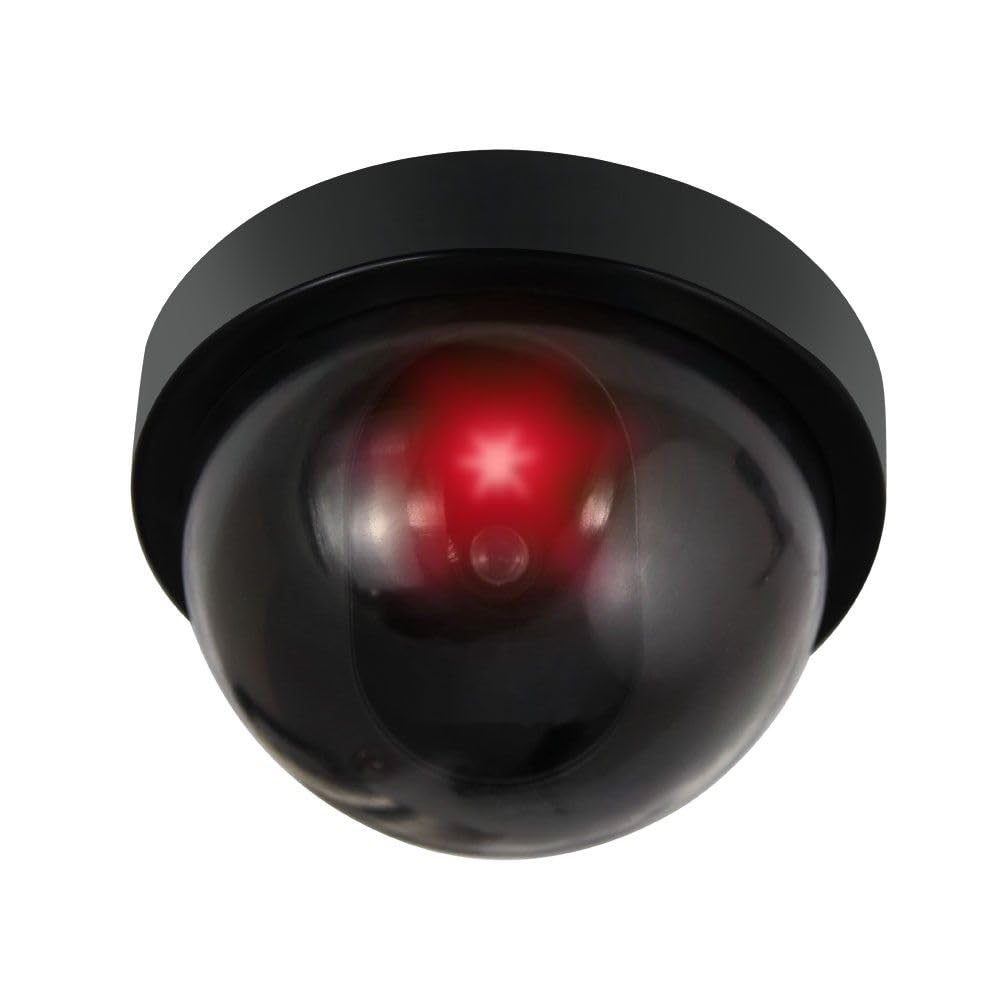 Telecamera Finta di Sicurezza Dome con LED Rosso Lampeggiante – Dummy Camera Realistica da Interno ed Esterno, Dissuasore Antifurto per Casa, Negozio e Ufficio (1)