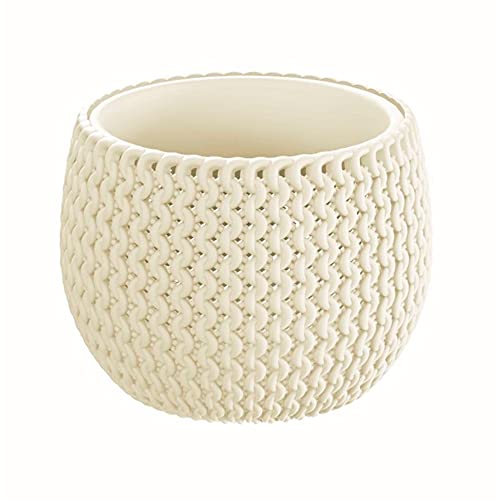 WELLHOME MOBILIARIO & DECORACIÓN 2 x Round Planter with Splofy Bowl in Cream Plastic 14.4 (L) x 14.4 (W) x 11 (H) cm - Image 3