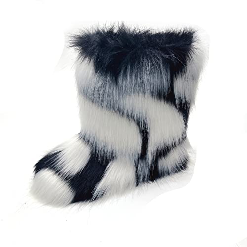 yamerbo Faux Fur Boots for Women, Fuzzy Flurry Furry Leg Warm Boots, Winter Mid-Calf Snow Shoes