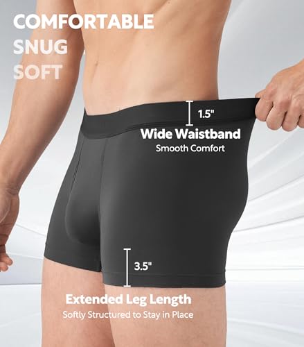 DAVID ARCHY Men's Trunks Underwear Modal Support Pouch with Fly Ultra Soft Breathable Men's Underwear 4 Pack4