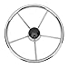 13-1/2 Inch Marine Steering Wheel 5 Spoke 25 Degree Stainless Steel Boat Steering Wheel with Center Cap and Grip for Ship Yacht Speedboat