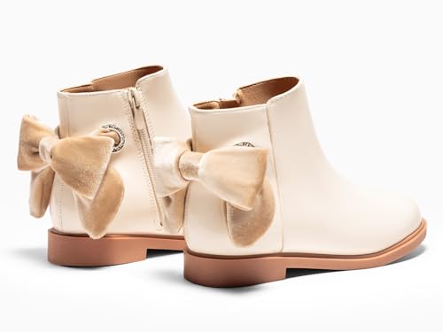 Coutgo Girls Ankle Boots Kids Bow Chunky Low Heel Side Zipper Dress Booties Fashion Fall Shoes3