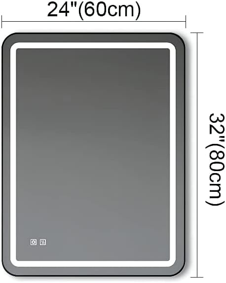 Miniatura 9 de HOROW Espejo de baño con luces, espejo de tocador de baño de 32 x 24 pulgadas para pared, espejo negro con luces de atenuación, antiniebla, espejo