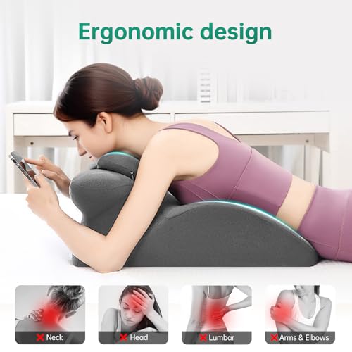 Image of MOONYOOY Memory Foam Ergonomic Rest Pillow for Sleeping, Acid Reflux & GERD Relief - Elevation Bed Support Pillow for Back Pain, Post Surgery Recovery, Reading with Removable Washable Cover Gray