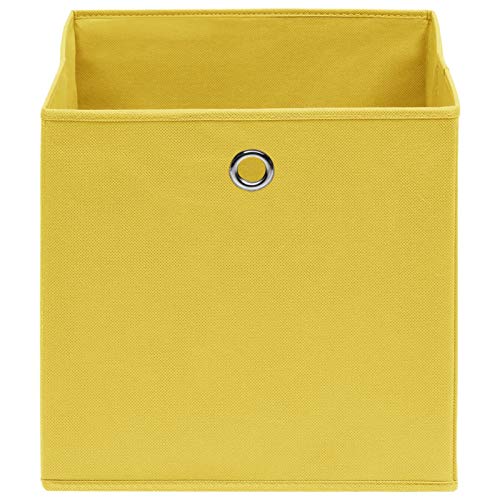 Coffre de rangement jaune 28x28x28 cm en tissu non tissé pour coussins lot de 10