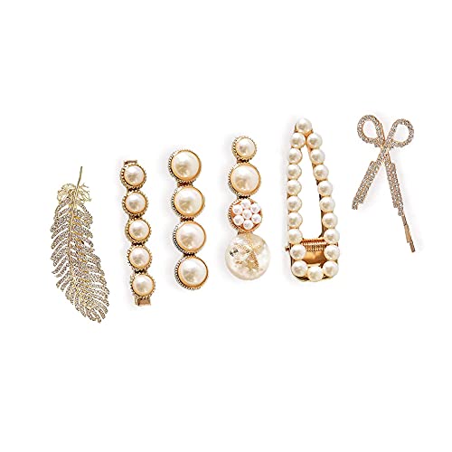 6 Pezzi Mollette per Capelli Perle, Fermaglio