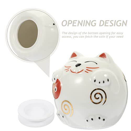 Kisangel Cat Piggy Bank Ceramic Cat Money Jar Japanese Style Coin Bank For Kids Savings Jar Gift Home Decor #TOP2