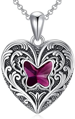 SOULMEET Heart Shape/Round Sterling Silver Locket Necklace that Holds Picture Photo Locket Necklace Jewelry Gift for Women Girls Birthday Mothert's Day