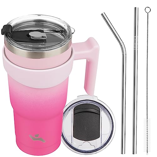 Image of Konokyo 20 oz Tumbler with Handle and Straw, Insulated Travel Mug