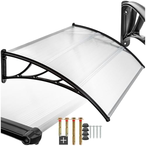 tectake® Auvent Marquise de Porte Exterieur en Polycarbonate Transparent et Indéformable Simple et...