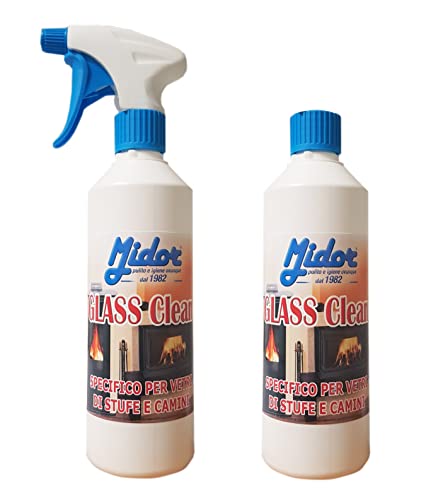 Stufa a Pellet, pulisce vetri di stufe e camini, caminetti 2x500ml, rimuove annerimento e fuliggine dai vetri senza fatica, pulizia vetro camino - GLASS CLEAN