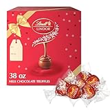 Lindt LINDOR Milk Chocolate Truffles 90 Count Gift Box, Chocolate Candy with Smooth, Melting Truffle Center, 38 oz. Box