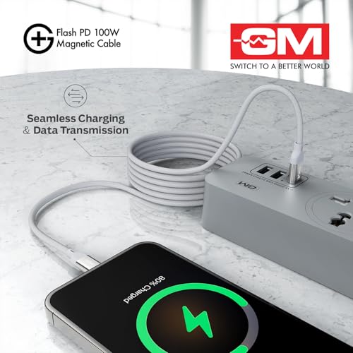 Image of GM G+ Flash PD 100W White Magnetic Cable | Type-C to Type-C |1.2M Length| Premium Braided Copper Wire | Durable & Wear-Resistant for Seamless Charging and Data Transmission