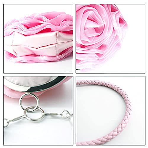 Image of Buddy Women Rose Shaped Clutch Soft Satin Wristlet Handbag Wedding Party Purse