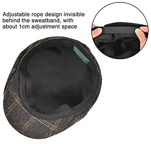Mens Newsboy Cap High Woolen Tweed Gatsby Hat Ivy Cabbie Flat Golf Cap for Fathers Women Unisex