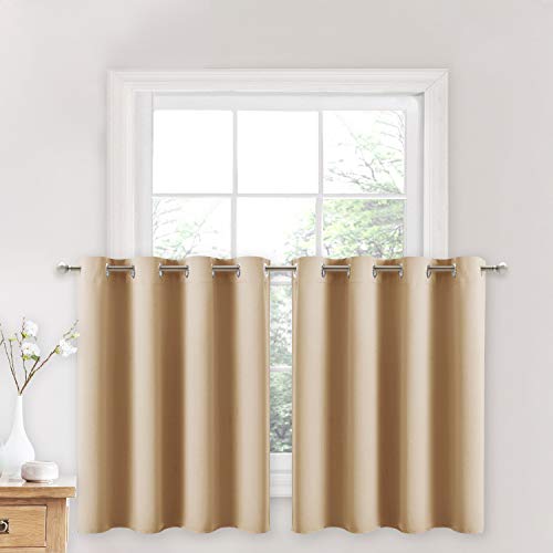NICETOWN Window Treatment Kitchen Curtains - Solid Grommet-Top Short Curtains Drapes Panels