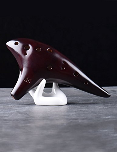 “Ocean Notes” 12 Hole Sweet Potato Ocarina Graceful Shape Pottery Ocarina In Alto C (Smoked Coffee) #TOP2