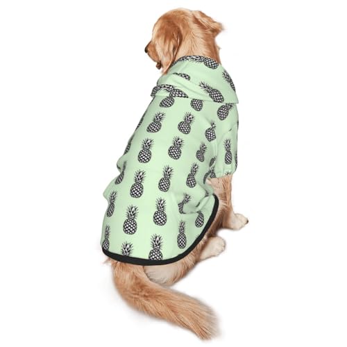 Extra Large Dogs Green Pineapples Hooded Tee for Husky, Beagle,
