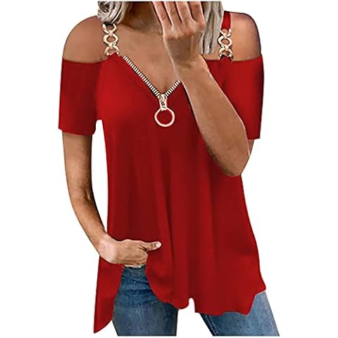 DOLKFU Womens Cold Shoulder Lace Tops Waffle Spring Shirts Blouses Casual Loose Sexy Tunic Ladies Going Out Clothing 2023 Cover