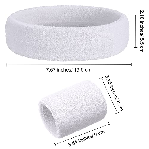 Image of Bememo 6 Pcs Neon Sports Sweatbands Set Sports Competitions Sweatbands 2 Headband 4 Wristbands Breathable Terry Cloth Athletic Bands for Team Soccer Spirit 80s Costumes Cosplay