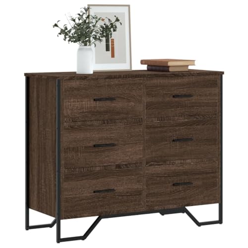 Vetnasa Cajonera de Madera de ingeniería marrón Roble 91x35,5x74,5 cm Mobiliario, Armarios y Almacenamiento, Cajoneras Marrón 35,8 KG