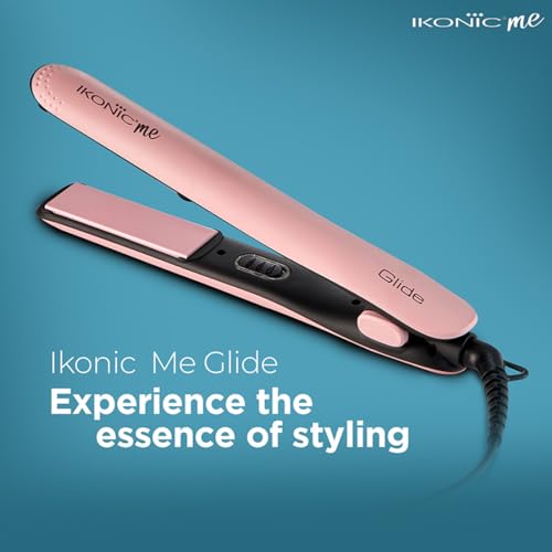 Ikonic Glide Hair Straightener | Ceramic Coated Floating Plates | Quick Heat Up | Switch Light Indicator |Compact Design | Travel Friendly | for All Hair Types, Peach view 2