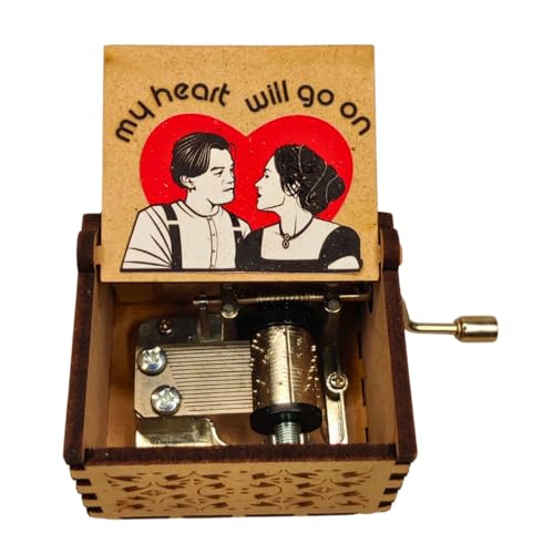 Image of Zesta Wooden Hand Cranked Collectable Engraved Music Box (Cant Help Falling in Love Black)