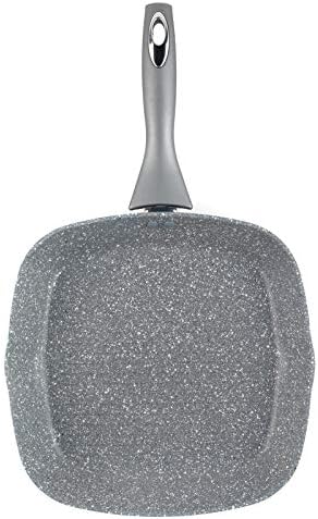 Salter BW02773G nieprzywierająca patelnia grillowa, kamień marmurowy Kolekcja, kute aluminium, indukcyjna, możliwość mycia w zmywarce, 28 cm, szary