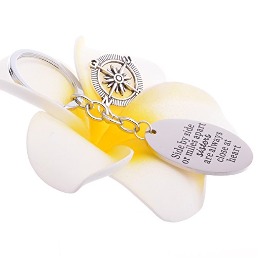 Best Friends Keychain, Sister Keychain, Side By Side Or Miles Apart, Long Distance Friendship Gifts, Stainless Steel Keychain Keyring #TOP2