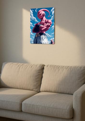 Image of NIJUKA Anime Printed Metal sheet Poster For Home And Room Decoration | For Anime Art Fans Boys And Girls (Kid buu angry look)
