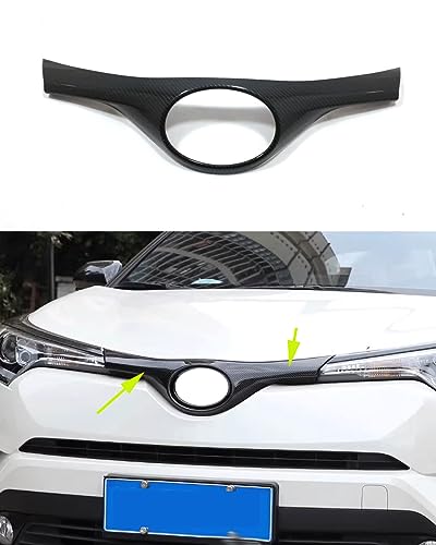 Image of Car Accessories Fit for Toyota C-HR CHR 2017 2018 2019 2020 2021 2022 ABS Exterior Front Center Grill Grille Cover Decorative Molding Trim 1PC Set (Carbon Fiber)