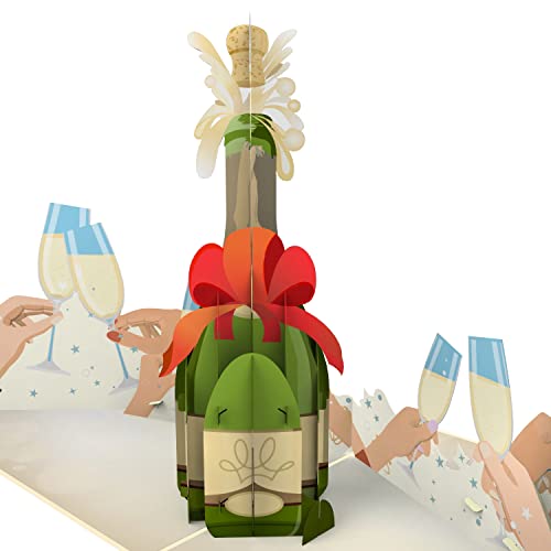 MOKIO® Tarjeta Pop Up – Tarjeta de regalo de champán 3D – Tarjeta de felicitación emergente para un cumpleaños, jubilación, aniversario, graduación o boda