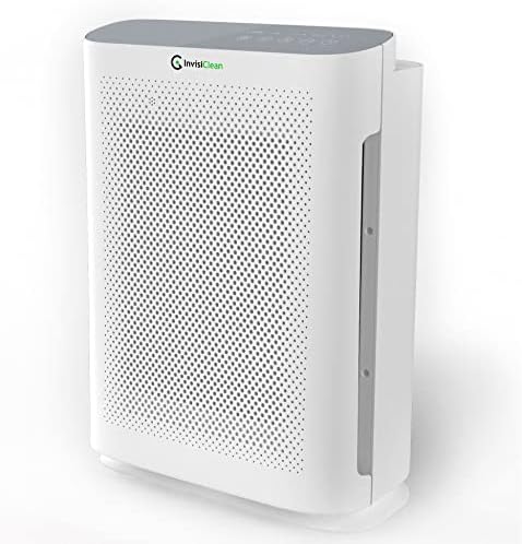InvisiClean Aura II Air Purifier for Home Allergies & Pets | 4-in-1 H13 True HEPA Filter / Ionizer / Carbon + UV Light | Portable Air Purifiers for Large Room & Bedroom Odor Elimination