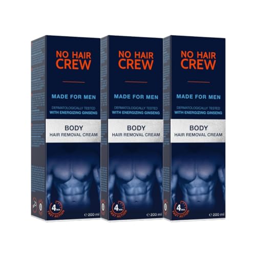NO HAIR CREW - 3 x Crema Depilatoria Corporal - Depilación Hecha Para Hombres (Set de 3 x 200 ml)