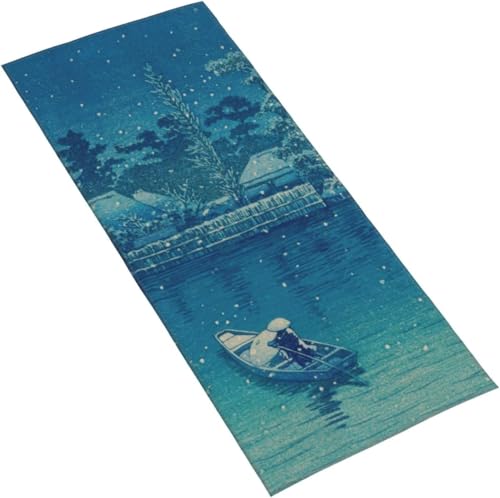 フェイスタオル 川瀬巴水作「牛堀」 マイクロファイバー タオル 柔らか 肌に優しい 肌触りが良い ふわふわ 髪に優しい 通気 かわいい 抗菌防臭加工 瞬間吸水 速乾 耐久性 薄手 毛羽落ち少ない 業務用タオル