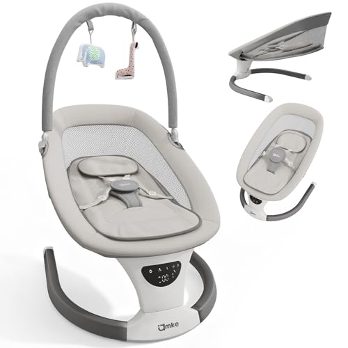 Image of AMKE Baby Swing for Infants with Spacious & Breathable Mesh Seat - 5-Point Harness, Portable Swing Rocker, 5 Sway Speeds & 3 Timer, 12 Lullabies for Newborn Max 20 Lbs