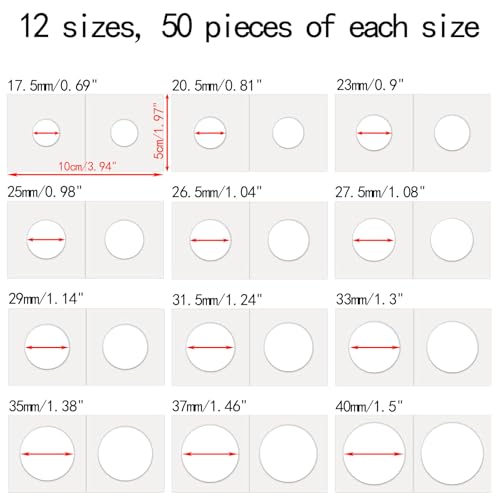 600 Pcs Coin Flips 12 Assorted Sizes 2\" x 2\" Cardboard Coin Holders for Colletors Coin Collection Supplies with A Mini Stapler for Dollars, Penny, Quarter, Nickels Collecting