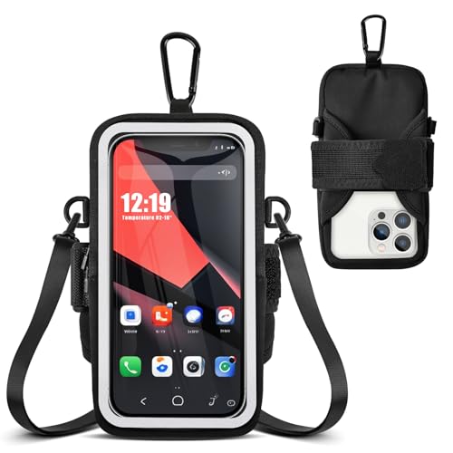 Kebrela Phone Holder for Running, Walking & Workout, Cell Phone Armband with Carabiner, Clear Crossbody Phone Pouch Purse with Adjustable Lanyard for iPhone and Android - Suitable for Women and Men