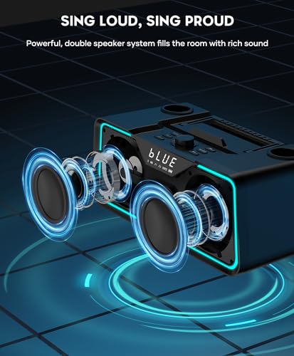 BIGASUO Portable Karaoke Machine with 2 UHF Wireless Microphones - Bluetooth PA System for Adults and Kids