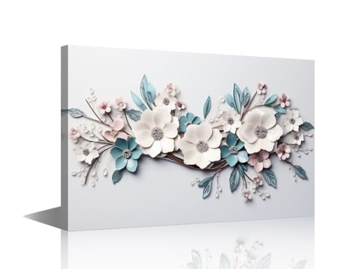 Art mural minimaliste fleurs de haute qualité avec cadre 61x91 cm
