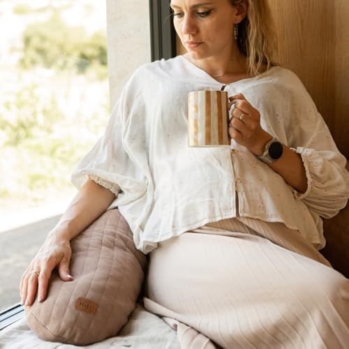 BÉABA, Big Flopsy, Cojín Lactancia/Embarazo, Almohada Maternidad, Multifunción, Ideal para Dormir/Lactar, Soporte, Relajación y Confort Óptimo, Sueño Tranquilo, Flor de Algodón, Oekotex, Cacao - imagen 6