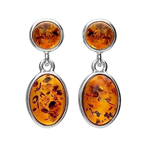 Elegant Amber Sterling Silver Drop Earrings Cover