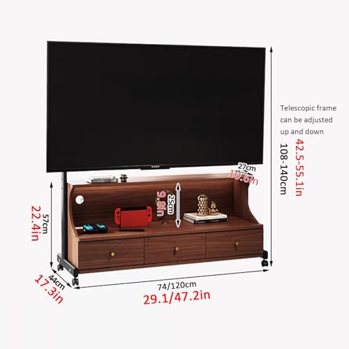 Soporte móvil para TV con ruedas y 3 cajones, 50-85 pulg. miniatura 2
