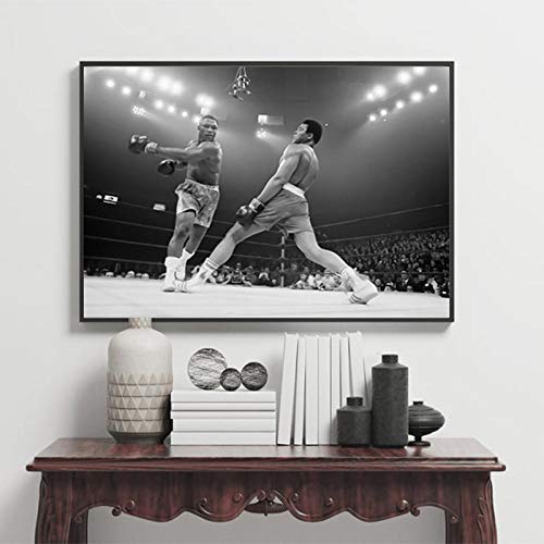 PHGFK Joe Frazier Gegen Muhammad Ali Fotoplakat Der Kampf des Jahrhunderts Im Madison Square Garden In New York City Leinwanddruck Fitnessstudio Dekor 50x70cm Ungerahmt K106