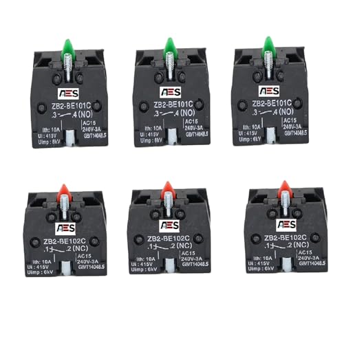 Image of AES XAC Series Push Button Switch Contact Block - ZB2-BE101C (NO) & ZB2-BE102C (NC) | Auxiliary Contact Block 10A 500V for Industrial Machines, Automation & Control Panels | (3 NO + 3 NC)